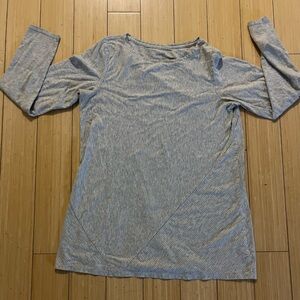 Pure Jill Heather Gray Stripe Long Sleeve T-shirt Women’s 100% Cotton Small